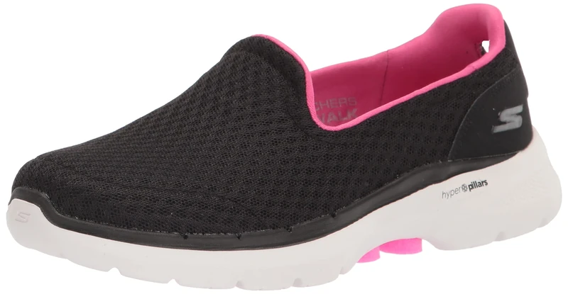 Skechers women 124508 Sneaker, Black/ Hot pink, 10 UK