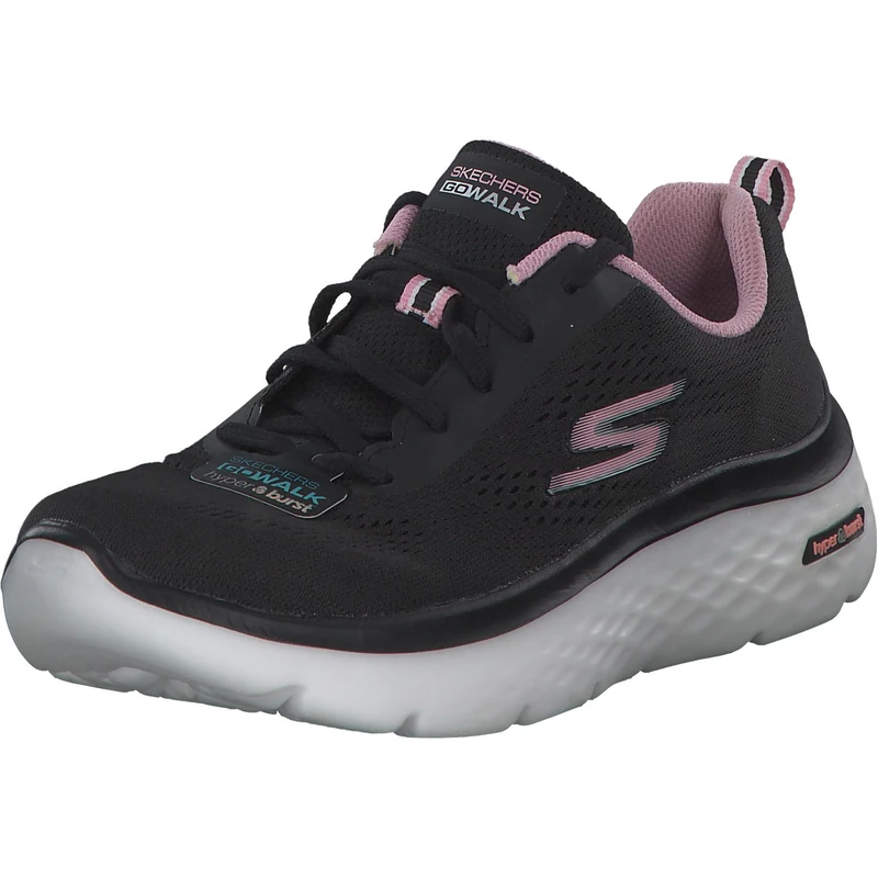 Skechers Women's Go Walk Hyper Burst Road Running Shoe, Black Textile/Pink Trim, 5 UK