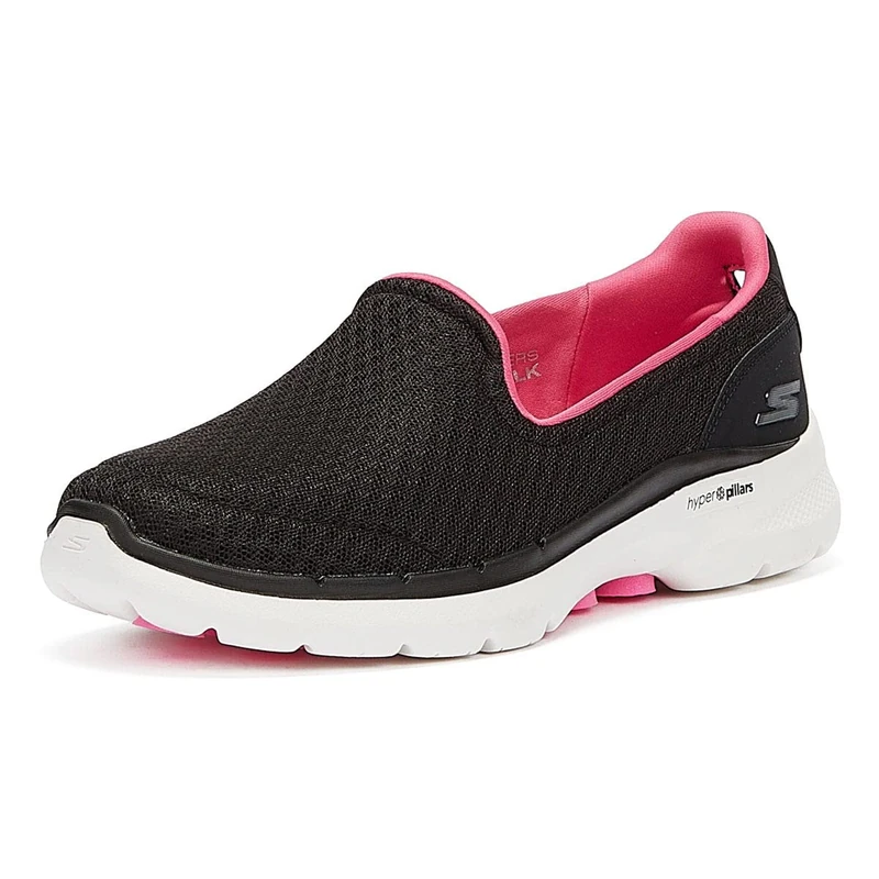Skechers women 124508 Sneaker, Black/ Hot pink, 8 UK