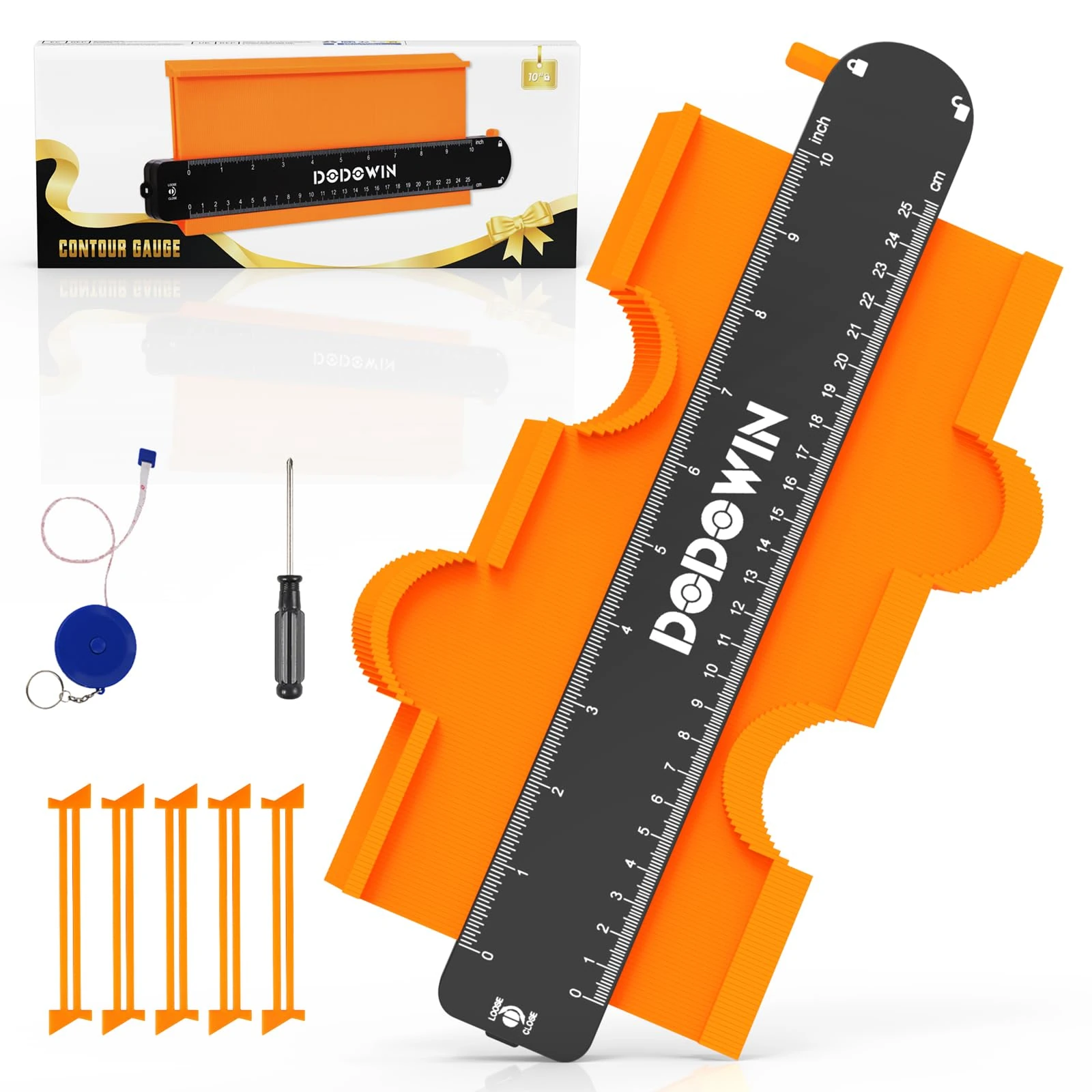 DODOWIN Contour Gauge Profile Tools 10", Laminate Flooring Tool, Angle Finder Template Tool for Woodworking, Christmas Gifts for Men Him Who Have Everything, Stocking Fillers for Dad Grandad Husband
