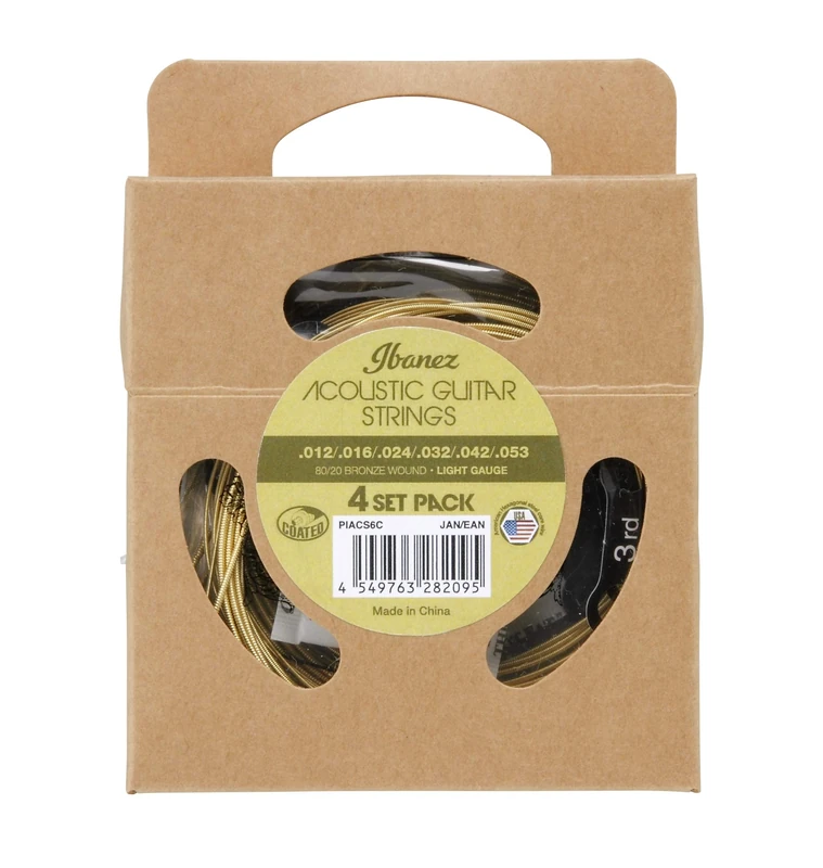 Ibanez PIACS6C Multipack Acoustic Guitar Strings - 6 string - light - 4 Set Pack