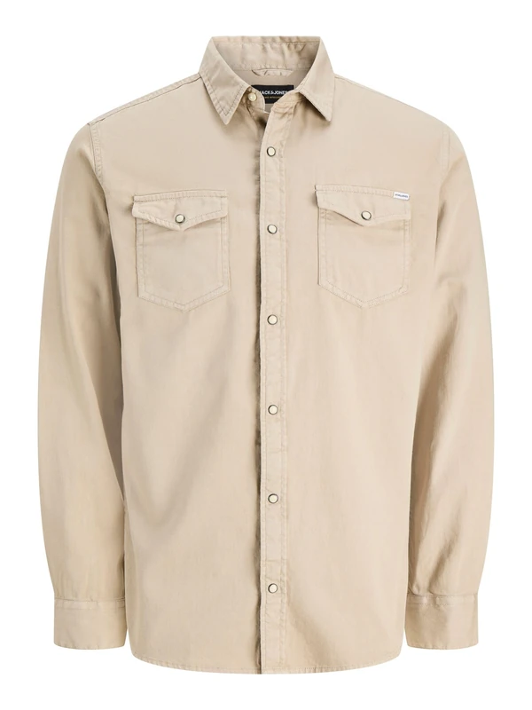 Jack & Jones Men's Jjesheridan L/S Noos Shirt, Crockery, XXL UK