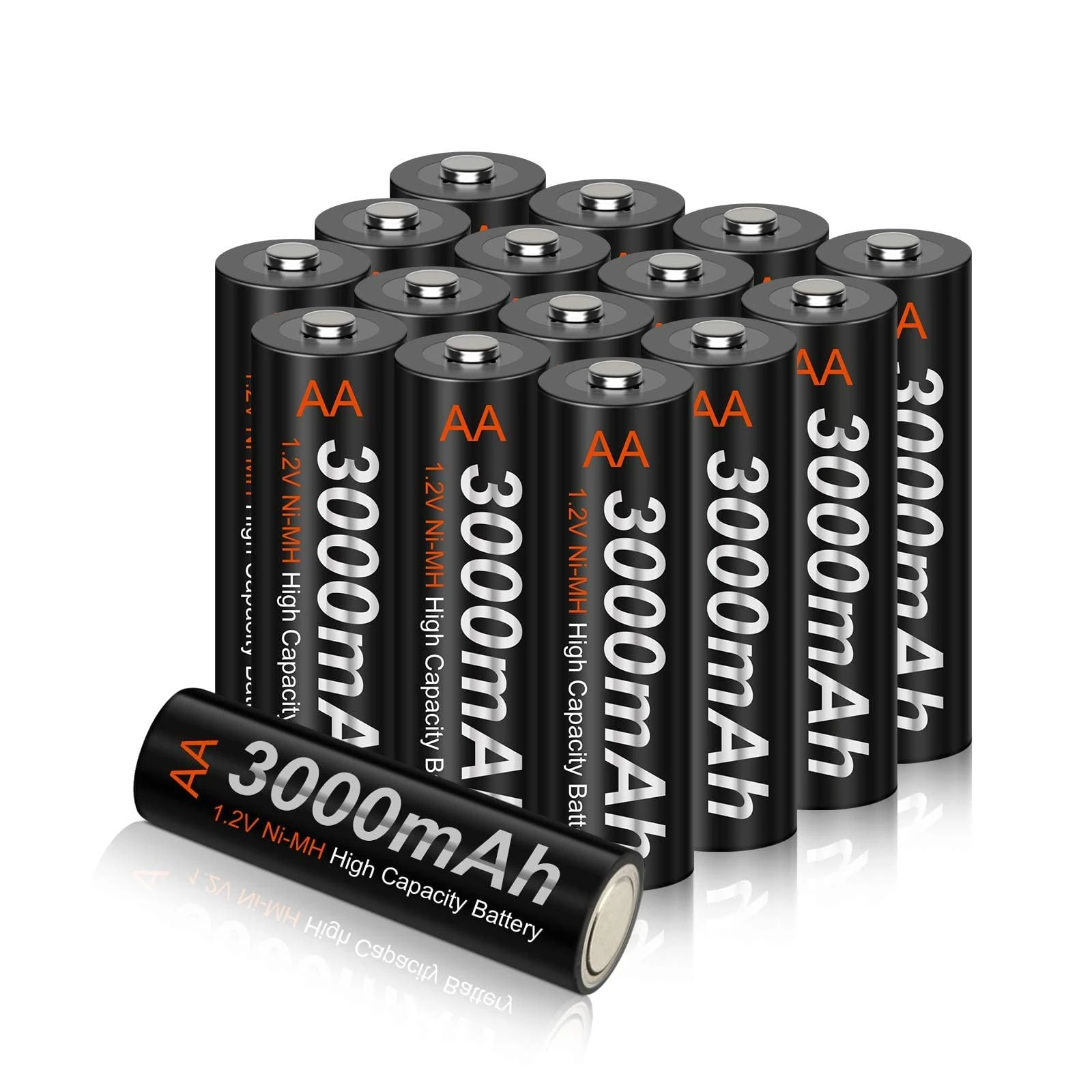 CITYORK AA Batteries, Rechargeable AA 3000mAh Battery, Ni-MH 1200 Recycle Times, High Capacity Performance, Pack of 16 with 4 Cases