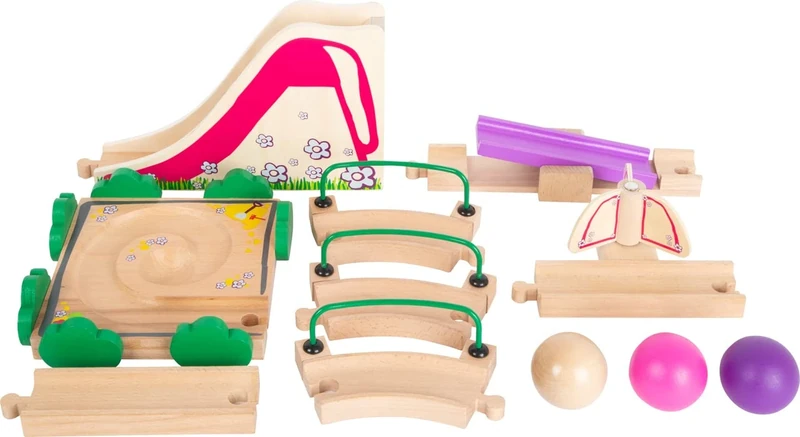 Small Foot 11379 Playground Marble Run made of wood with flexible elements, incl. marbles, for kids aged 18+ months