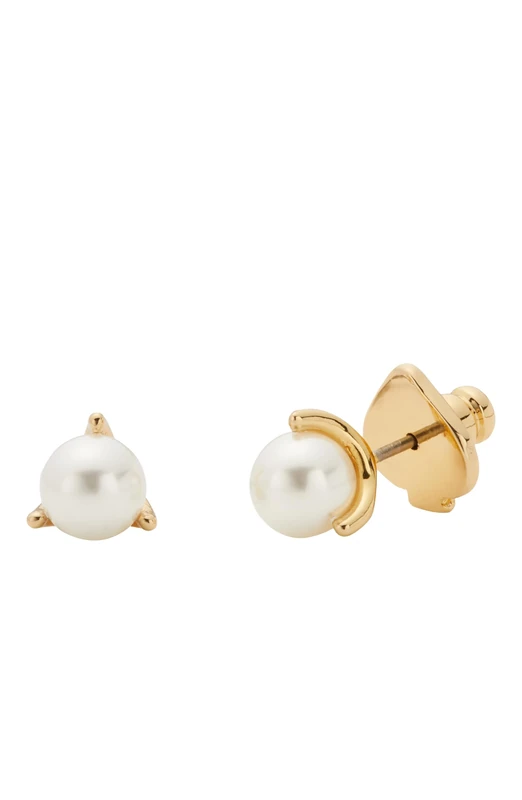 Kate Spade New York Mini Trio Prong Studs, Cream/Gold