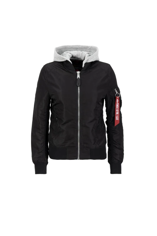 Alpha Industries Women's MA-1 Hooded Wmn Jackets, black-chrome, XL