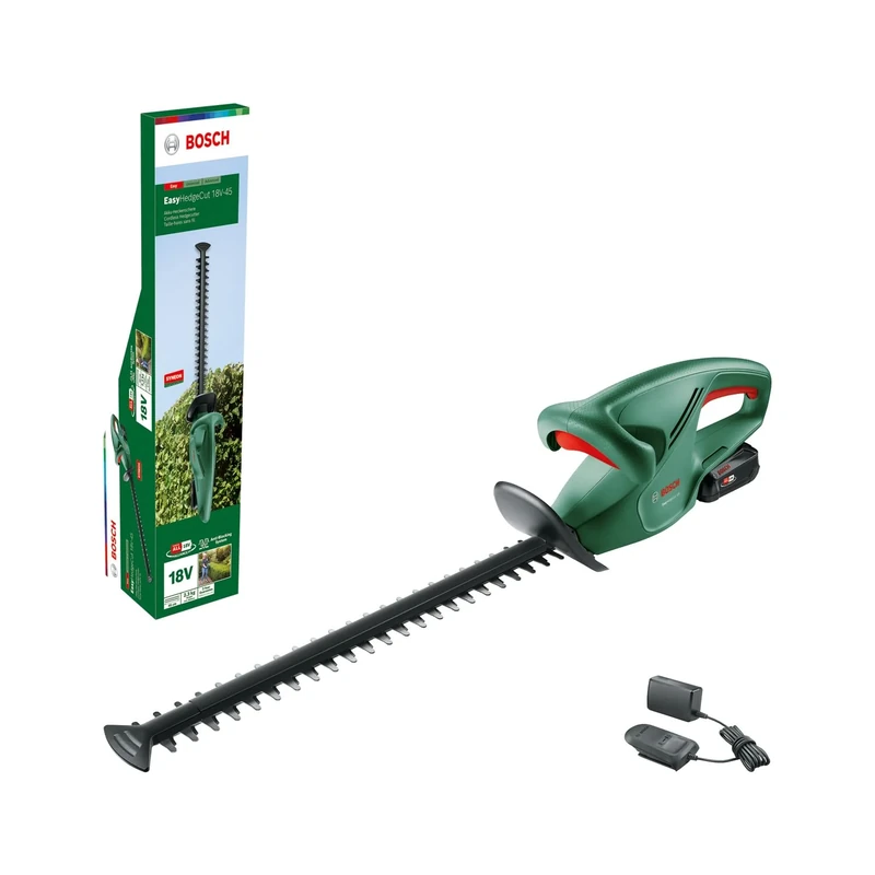 Bosch EasyHedgeCut 18-45 1 Cordless Hedge Trimmer (1 Battery, 2.0 Ah System, 18 Volts, Blade Length 45 cm, in Carton Packaging)
