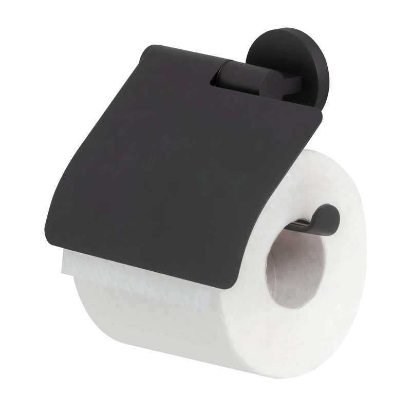 Tiger Noon Toilet Roll Holder with Cover, Black