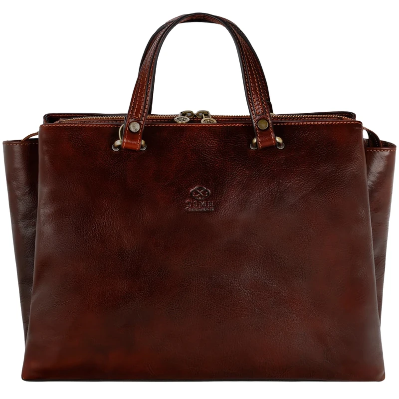 Time Resistance Leather Handbag Purse - Top Handle Bag for Women - One Size (Brown)