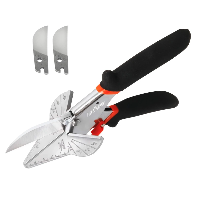FLORA GUARD Miter Shears, Multi Angle Trim Cutter, Gasket Shear for Cutting Soft Wood, Plastic, PVC and More, Including 2 Spare Blades (JDJ-3)
