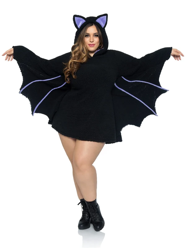 Leg Avenue Women's Moonlight Bat, Features Ultra-Soft Dress with Wing Sleeves and Ear Hood, Black, 2X - Image 1