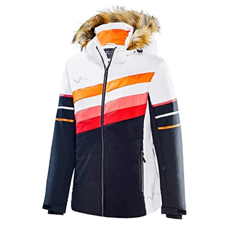 Black Crevice Women's Ski Jacket, Women's Winter Jacket in and Sizes, Wind and Waterproof Women's Functional Jacket, Women's Winter Outdoor Jacket with Hood with Faux Fur Trim,