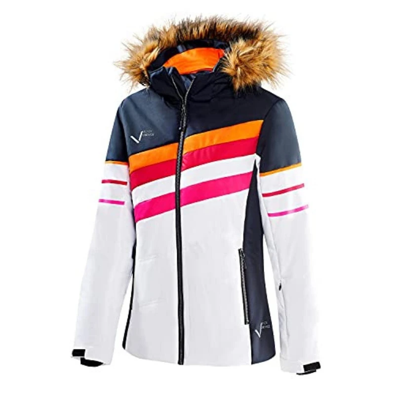 Black Crevice Women's Damen Skijacke Ski Jacket, Black/White, 12