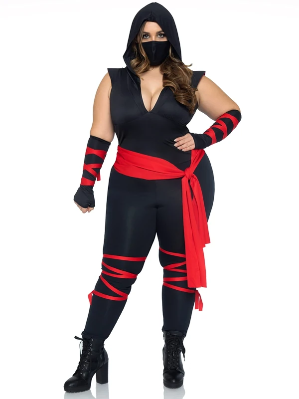 Leg Avenue Women's 4 Pc Deadly Ninja Costume, Multi, 3X / 4X