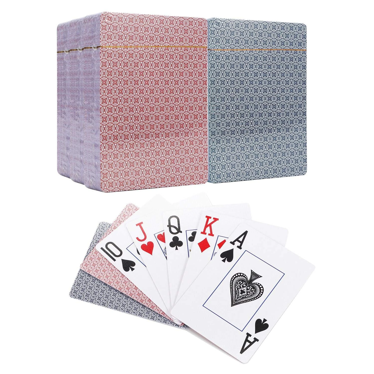 Vinsani Check Playing Cards, Poker Size Standard Index, 6 Decks of Cards (3 Red and 3 Blue), for Blackjack, Euchre, Canasta, Pinochle Card Game, Casino Grade