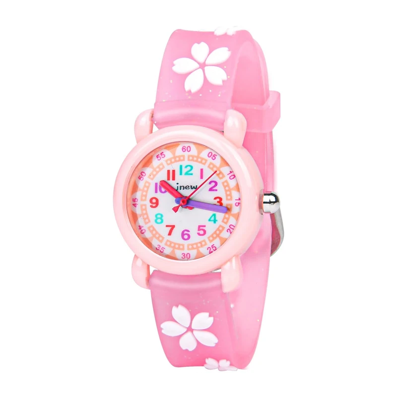 Vicloon Kids Watch, Girls Watch Waterproof 3D Cute Cartoon Toy Silicone Band Wristwatch Childrens Watches Gift for Girls Boys Age 3-11 Years Old (Pink)