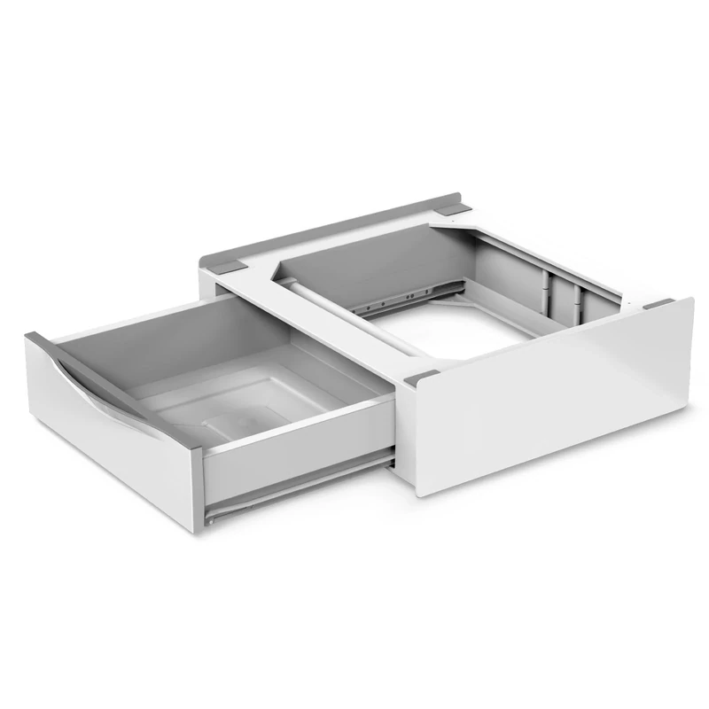 Meliconi Base Torre Extra L60, Universal Washing Machine and Dryer Stacking Kit, Pre-Assembled Dryer Support with 28 L Drawer, Safety Belt Included, Load Capacity 250 Kg, White