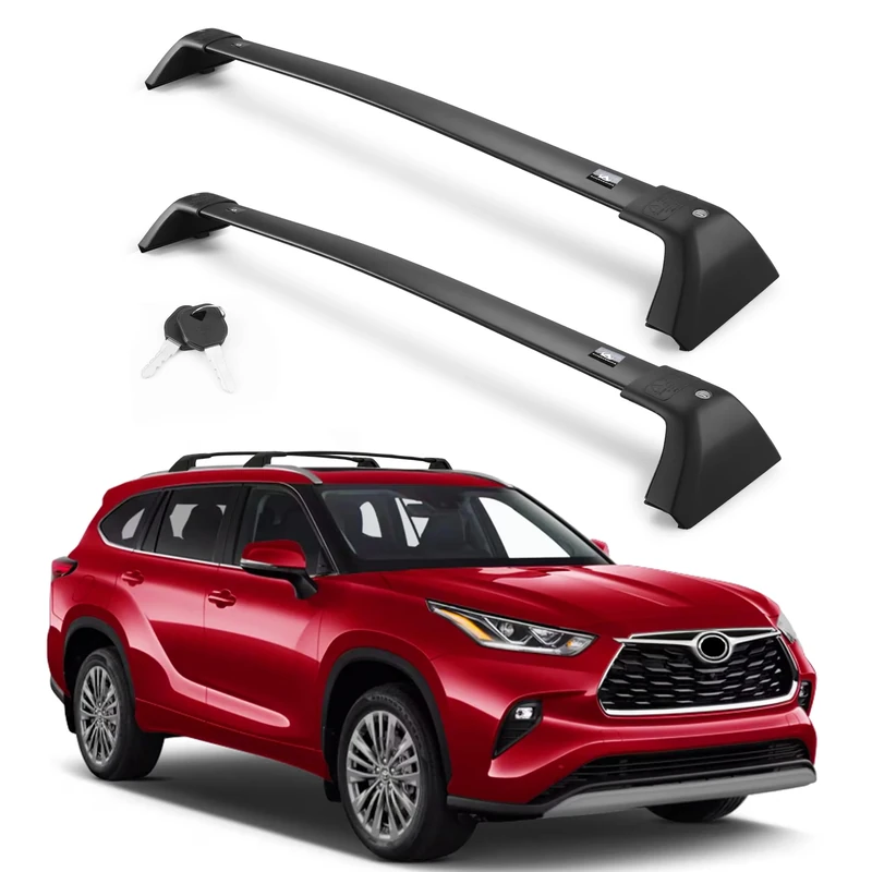 Autekcomma Heavy Duty 260 lbs Roof Rack Crossbar for Toyota Highlander 2020-2021,Black Matte Finishing Aluminum Crossbar Compatible for Kayak Rack/Ski Rack/Roof Top Box/Roof Rack(Sold as 1 Pair)