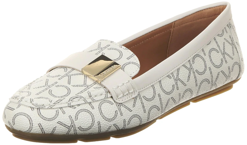 Calvin Klein Women's Lisa Loafer Flat, White Muilti 142, 7.5 UK