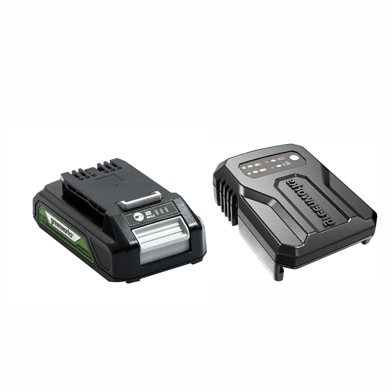 Greenworks 24V Battery and Universal Charger - Original Charger for 24V Garden Tools. 2Ah Lithium-Ion Battery, 60Min Charge Time