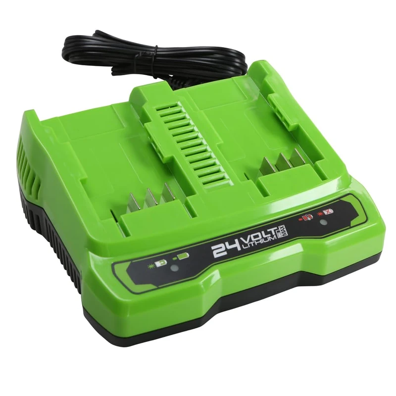 Greenworks G24X2UC4 24V 4A Double Charger Battery Charger for Garden and Power Tools - Charges 4Ah Battery in 40 Minutes, Battery Charger for All 24 V Batteries