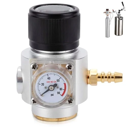 CO2 Regulator, 2 in 1 Mini CO2 Gas Regulator TR21.4 Soda Pressure Gauge 0-90 PSI(for European)