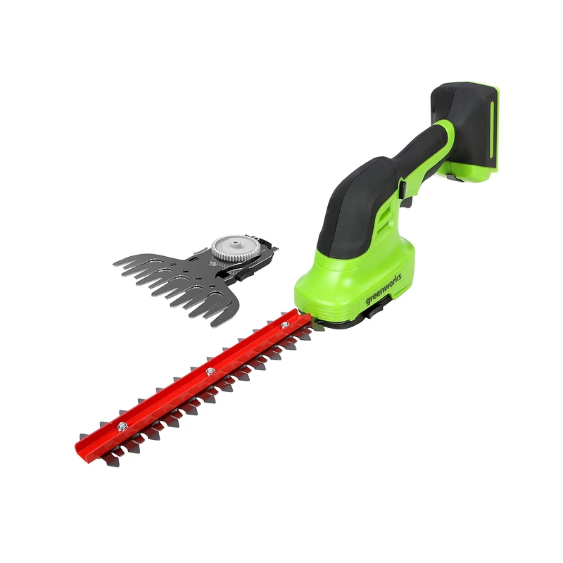 Greenworks G24SHT 2-in-1 Shrub and Grass Shear, 20cm Hedge Blades, Cuts up to 8mm Stems and Twigs, 2800spm, 15cm Grass Blade WITHOUT 24V Battery & Charger, 3 Year Guarantee