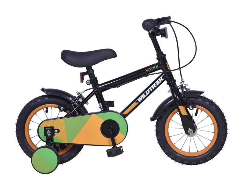 Wildtrak - 12 Inch Bike for Children 2-5 Years Old with Training Wheels - Black and Green