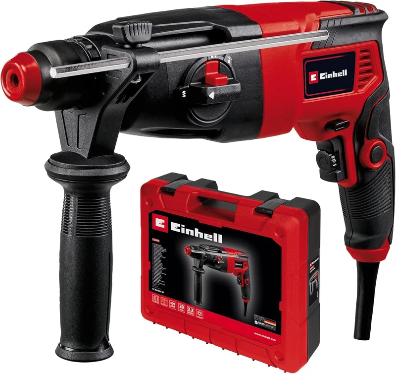 Einhell Rotary Hammer Drill TC-RH 620 4F | SDS Plus 4-in-1 Drill - Drilling / Pneumatic Impact Drilling / Chiseling With and Without Lock | 620W, 2.2 Joule Impact Force, Electronic Speed Control