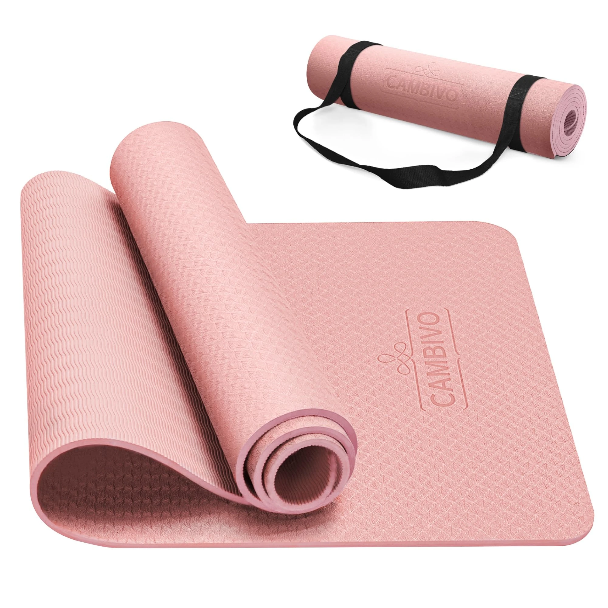CAMBIVO Yoga Mat for Women Men, 6/8mm Thick Exercise Mat for Home Gym, Non Slip Workout Mat for Pilates, Sit-Ups, Stretching, Gymnastics, Meditation, Eco Friendly TPE
