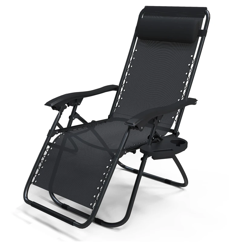 VOUNOT Zero Gravity Chair - Folding Outdoor Sun Lounger Black