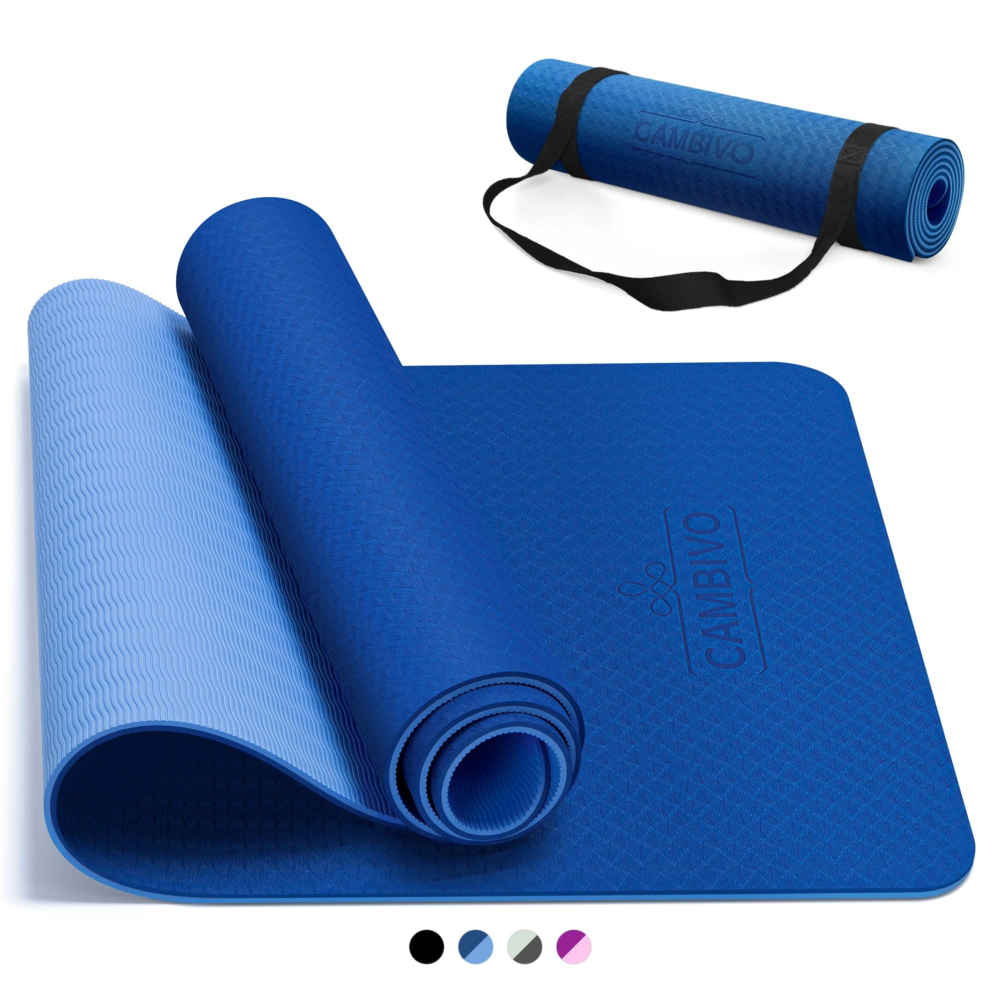CAMBIVO Yoga Mat for Women Men, 6/8mm Thick Exercise Mat for Home Gym, Non Slip Workout Mat for Pilates, Sit-Ups, Stretching, Gymnastics, Meditation, Eco Friendly TPE
