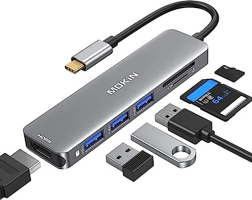 MOKiN 6 in 1 USB C Adapter - 4K @30Hz HDMI, 3 USB Ports and SD/TF for MacBook Pro/Air 2020/2019/2018 13"/15"/16", iPad Pro 2020, Dell XPS