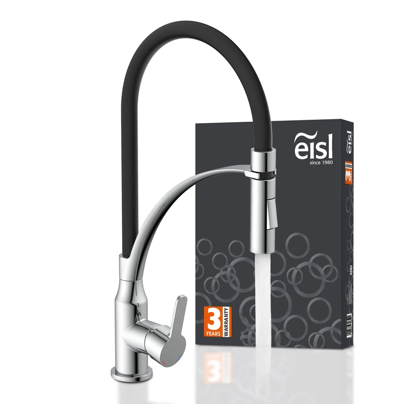 EISL NI183CARCRB CARNEO Kitchen Tap with Pull-Out Shower Flexible Swivel Kitchen Sink Tap Chrome Black