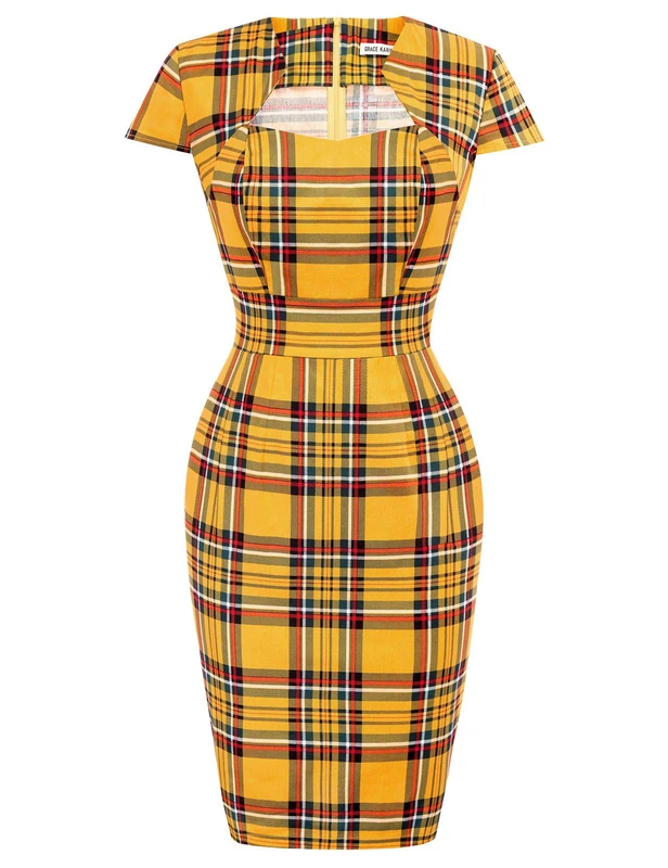 Grace Karin Women's 50s Vintage Pencil Dress Cap Sleeve Wiggle Dress CL7597 - - Medium