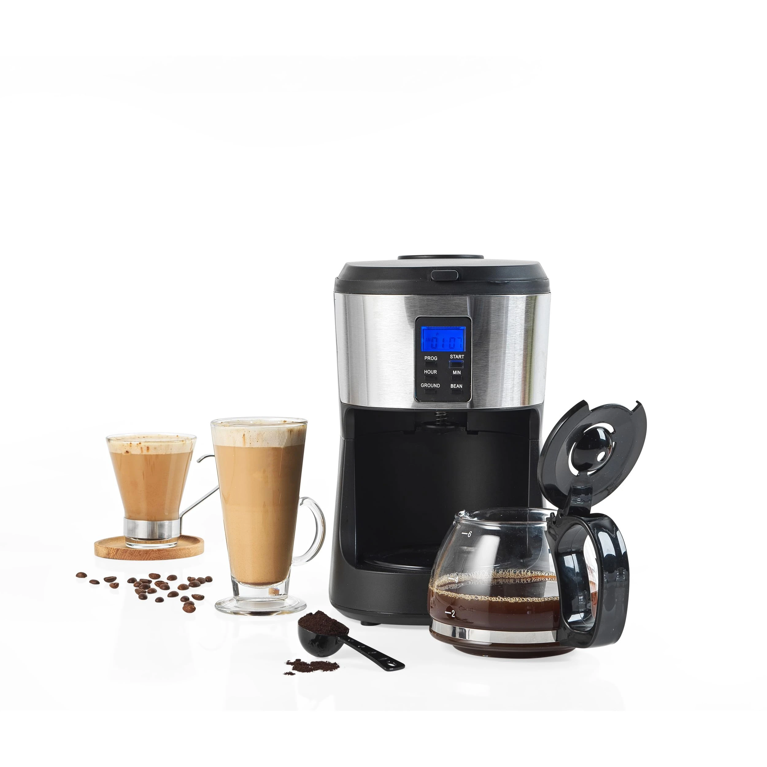Salter EK4368 Bean to Jug Coffee Machine – Electric Coffee Grinder, 750ml Filter Coffee Maker with Reusable Filter, Digital Display with Programmable Timer, Keep Warm and Auto-Shut Off Function, Black