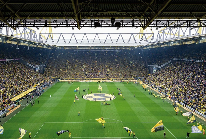 A.S. Création Wallpaper Photo Black Yellow Green - BVB Choreo Football Stade Club Wall Decoration - Non-Woven Wallpaper 3,84 x 2,60m Wallpaper Living Room Bedroom