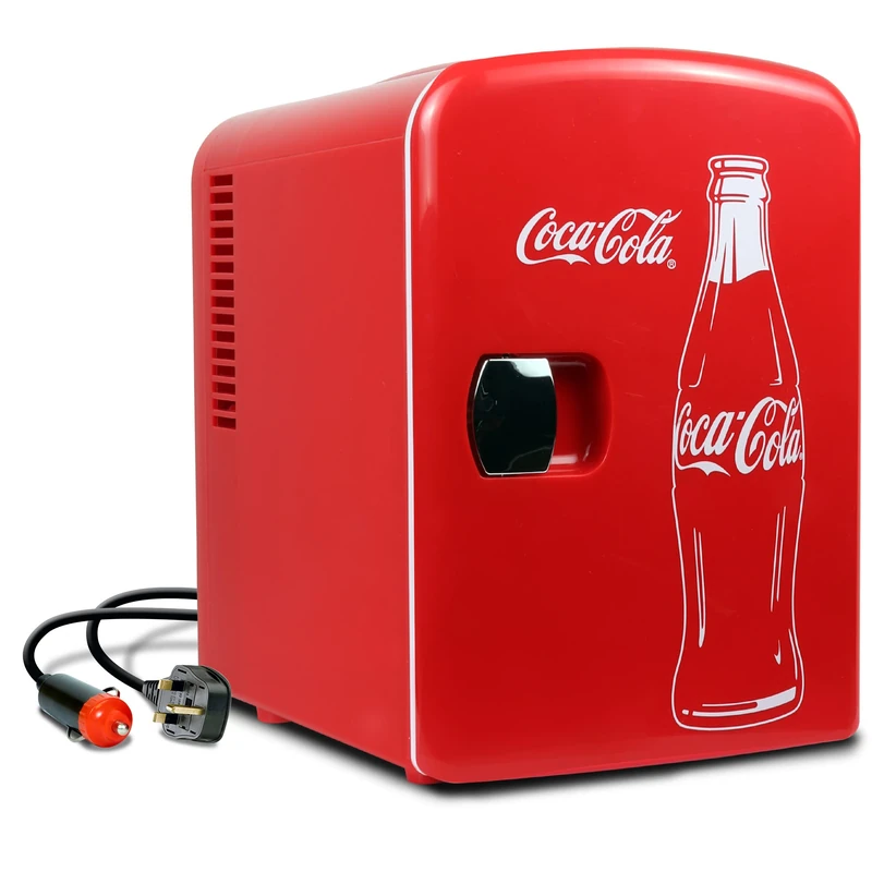 Mini Fridge For Bedrooms 4L Small Fridge 6 Can Table Top Quiet Mini Fridges For Skincare Office Food Drinks Kids Home Car & Travel 12v Portable Cooler Refrigerator by Coca-Cola, Red