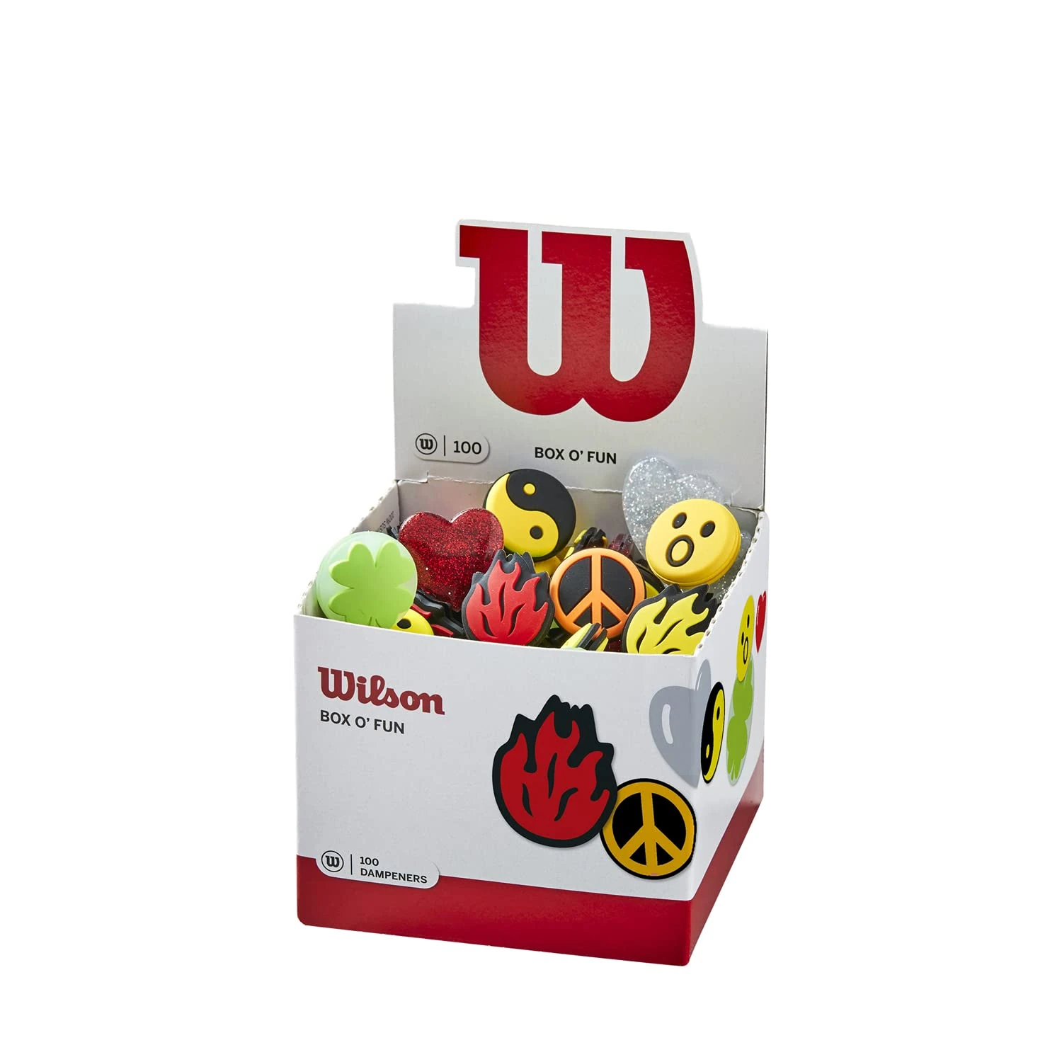 Wilson Tennis Vibration Dampeners, Box O' Fun, Various Motifs, Rubber, Multi-Coloured, 100 pcs.