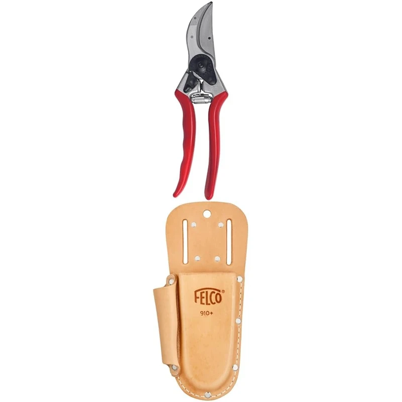 FELCO Model 2 Secateurs (Large) & Number 910 Plus Leather Holster F910+, Brown, 35x15x5 cm