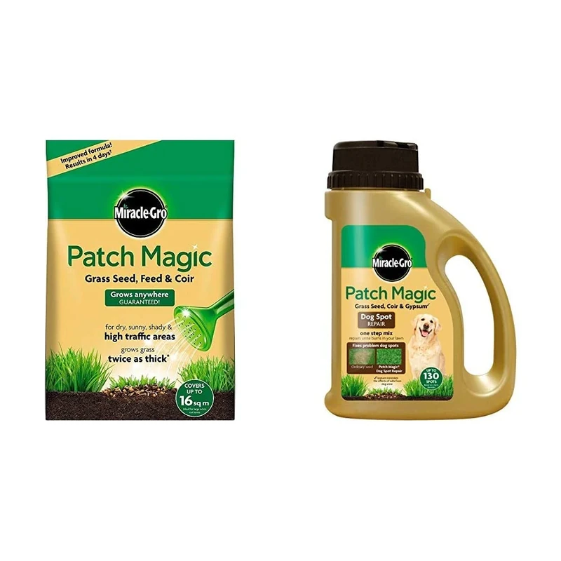 Miracle-Gro Patch Magic Grass Seed, Feed and Coir 3.6 kg - 48 Patches & Patch Magic Dog Spot Repair 1293 g