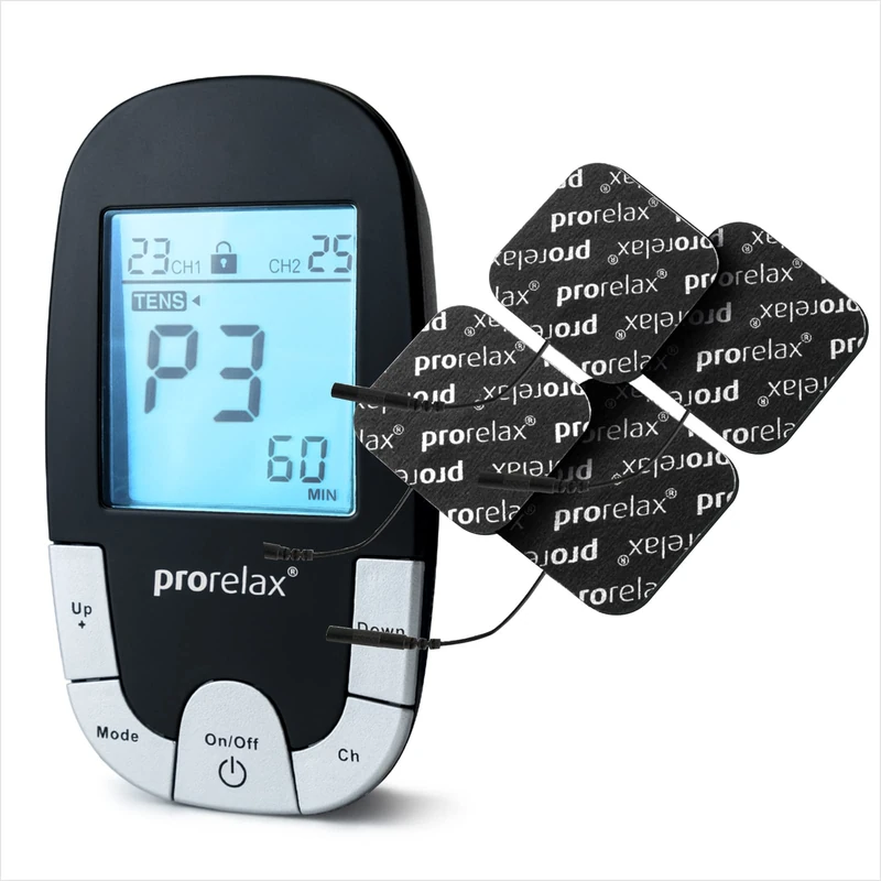 prorelax TENS/EMS Super Duo PLUS Blackline | Electrostimulation device for muscle building and against pain | 2 therapies with one device | With especially extensive accessory set - Image 1