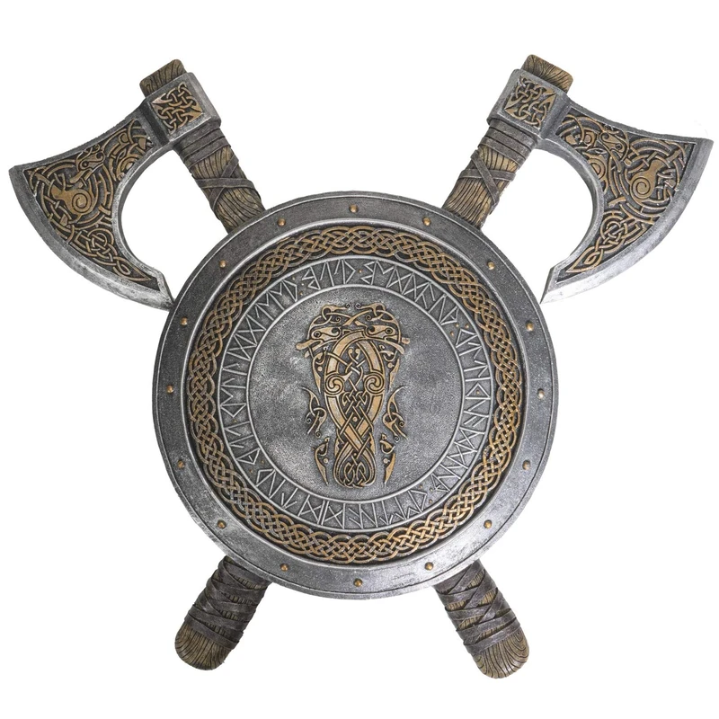 Pacific Giftware Nordic Mythology Viking Knotwork Berserker Axe and Shield Wall Plaque 21 Inches wide Valhalla Vengeance Gothic Wall Decor