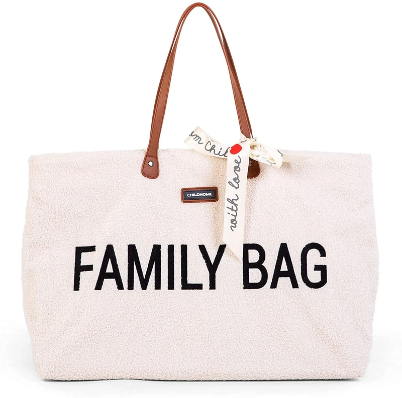 Childhome, Family Bag, Changing Bag, Travel/Weekend Bag, Large Capacity, Detachable pouch included, Teddy ecru