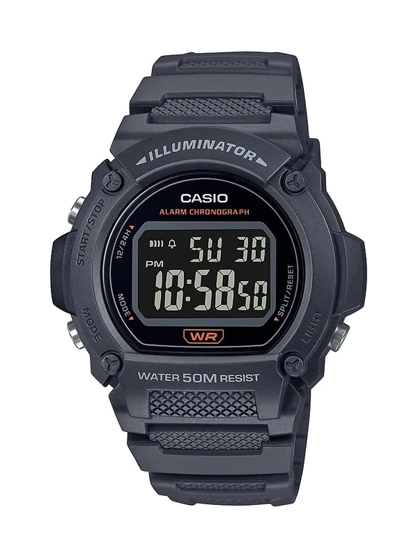 Casio Quartz Fitness Watch with Resin Strap, Gray, 25.5 (Model: W-219H-8BVCF), Gray, Sport