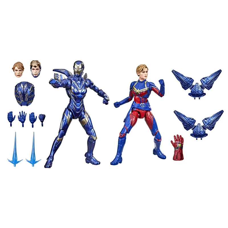 Hasbro Marvel Legends Series 15-cm Scale Action Figure Toy Captain Marvel and Rescue Armor 2-Pack, Infinity Saga character, Premium Design, 2 Figures and 12 Accessories - Image 1