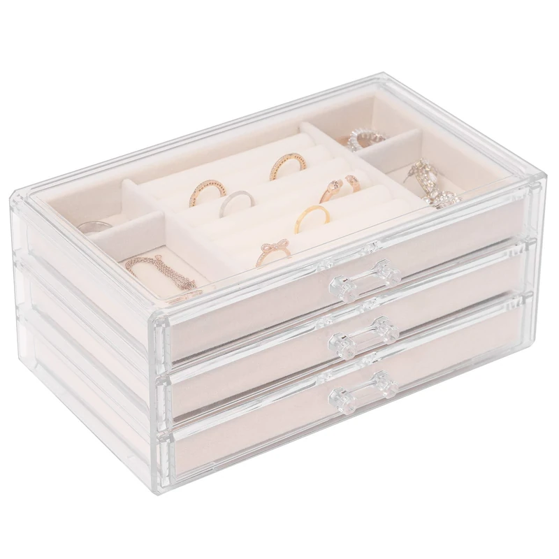 Sasha Morel Acrylic Jewellery Box - 3 Drawer Storage Organiser
