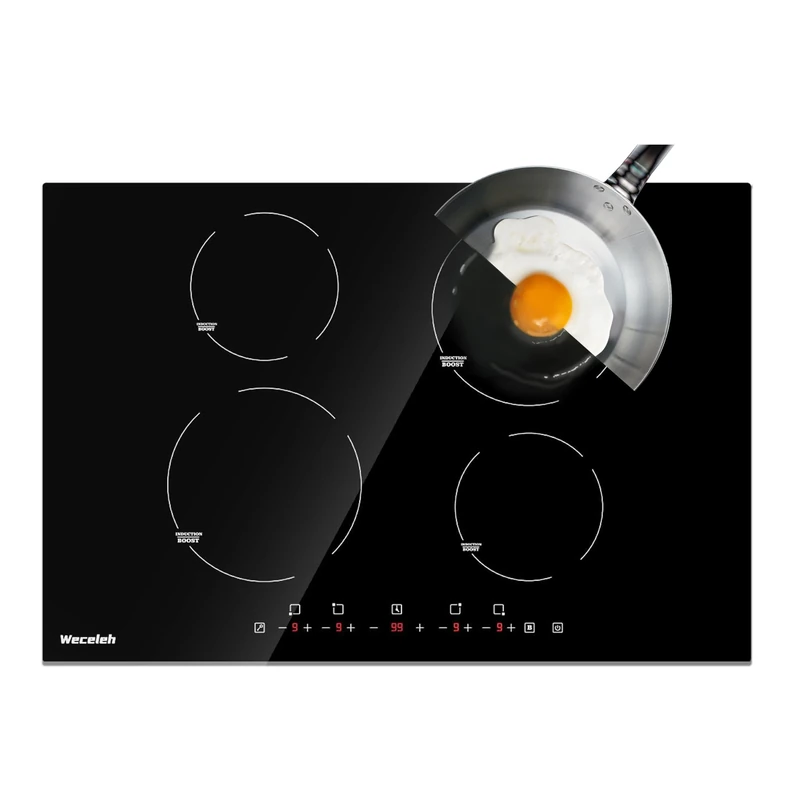 Induction Cooktop 30 Inch, Weceleh Electric Stove Top 4 Burner 7000W, Built-in Induction Stove Top 220-240V, Electric Cooktop with 9 Power Levels (NO PLUG), Timer & Kid Safety Lock, Boost Function…