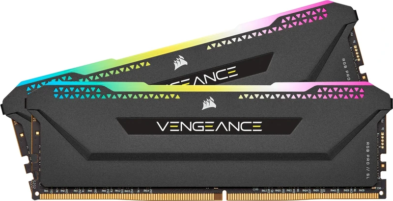 Corsair Vengeance RGB PRO SL 32 GB (2x16 GB) DDR4 3200 MHz C16, Illuminated Desktop Memory Kit (10 Individually Addressable RGB LEDs, Optimised for Bandwidth and Response Times), Black