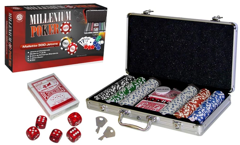 MGM Games - Case of 300 poker chips - Multicolor - 140300 - Card Game - Metal - 2 to 6 Players - Playing Cards - Board Games - 11.5 g - 38 cm x 23 cm - Image 1